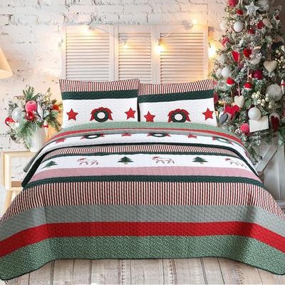 Cozy Line Home Fashions Cozy Line Christmas Wreath 3-Piece Quilt Bedding Set