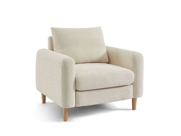 Fauteuil fixe tissu chenille 1 place beige
