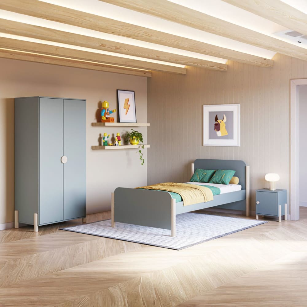 duehome Armario juvenil de 2 puertas 92,5x180 cm verde salvia oak soft