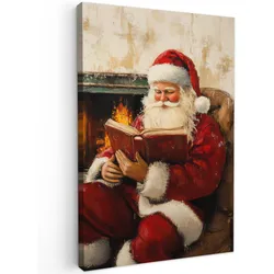 LEINWANDBILD Weihnachten - Weihnachtsmann - Winter - Open Fireside Wanddeko 40x60 cm