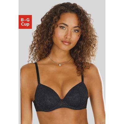 Push-up-BH VIVANCE "BH mit Bügel, Spitzen-BH, Julia", Damen, Gr. 95, Cup F, schwarz, Spitze, Obermaterial: 67% Polyamid, 22% Polyester, 11% Elasthan, BHs Push-up-BH, als Dessous-Set kombinierbar, sexy Dessous