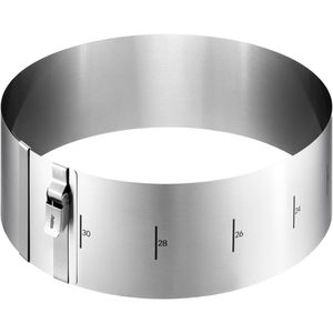 Gefu Tortenring Tondo Clip 14300, backofenfest, aus Edelstahl, von Ø 16 - 30 cm verstellbar, mit Sicherungsclip, Höhe 10 cm