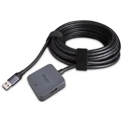 Lindy 5m USB 3.0 Hub, 4 Ports 5m Verlängerung für 2 USB Typ C und 2 USB Typ A Geräte (USB-A, 4 Ports), Dockingstation + USB Hub, Schwarz, Grau