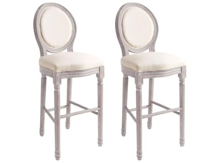 vidaXL Barhocker 2 STK. Weiß Leinen