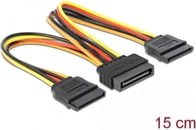 Delock SATA 15-pins naar 2x SATA 15-pins stroomkabel, 0,15 m