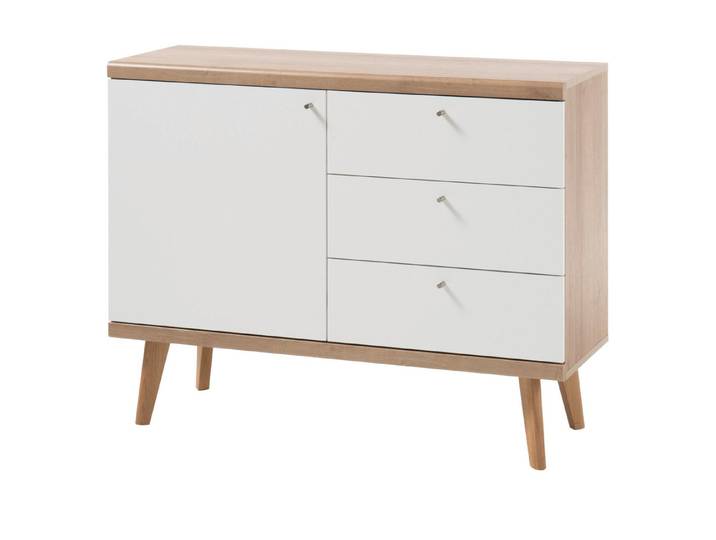 Furn.Design Sideboard Helge (Kommode in weiß und Eiche Riviera, 107 x 83 cm), skandinavisches Design