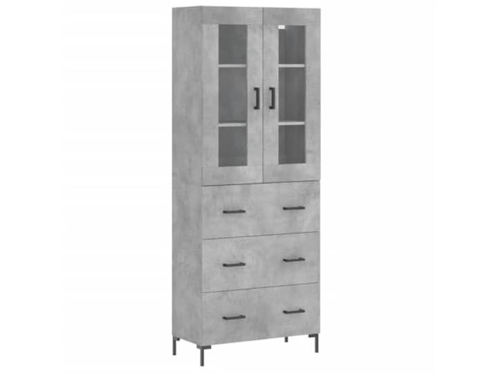 Highboard Betongrau 69,5x34x180 cm Holzwerkstoff mit Metallfüßen Vielseitig einsetzbar, glatte Oberfläche, feuchtigkeitsbeständig, robuste Konstruktion, einfache Montage