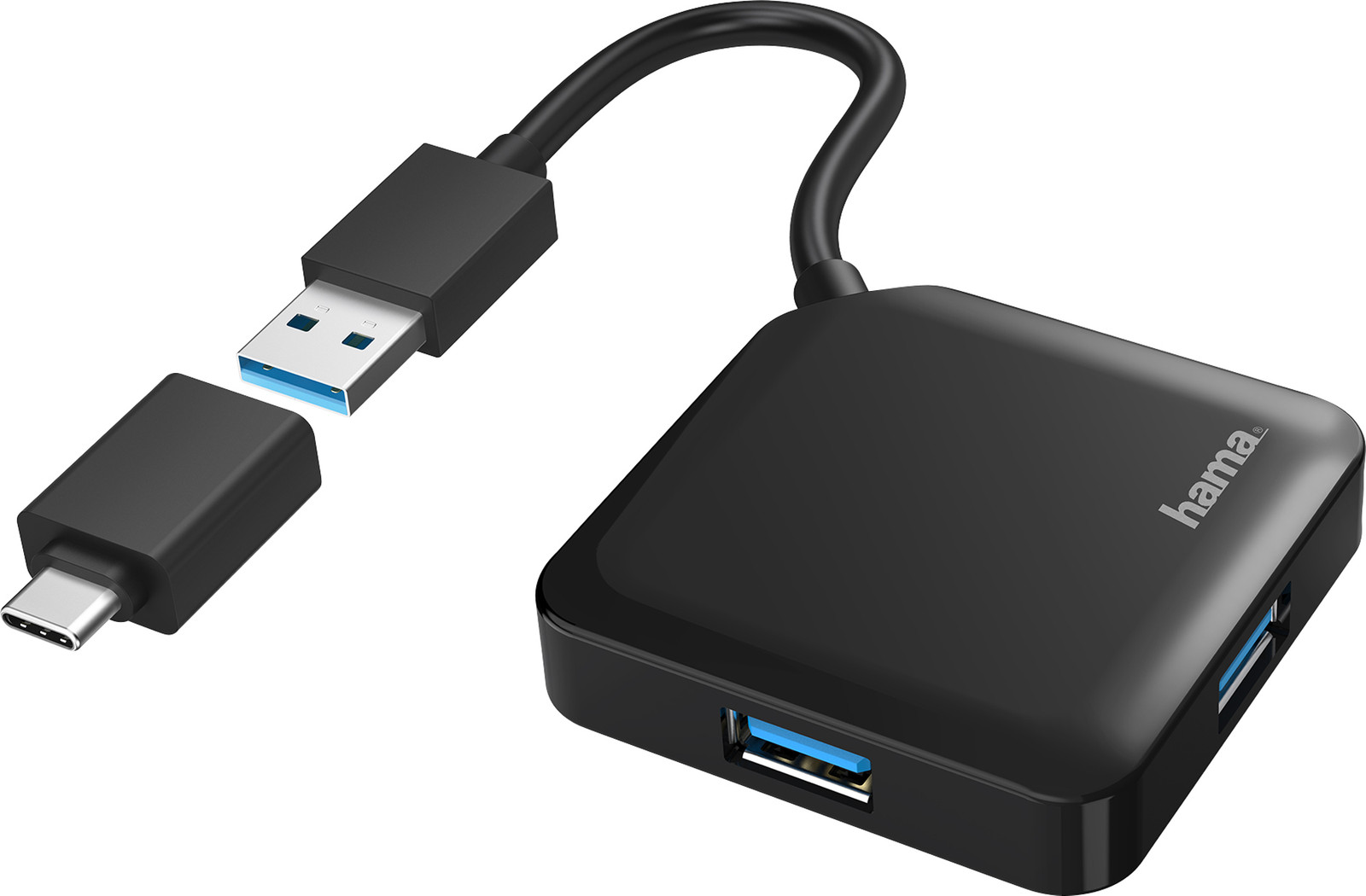 Hama 00200116 USB-hub, 4-poorts, zwart
