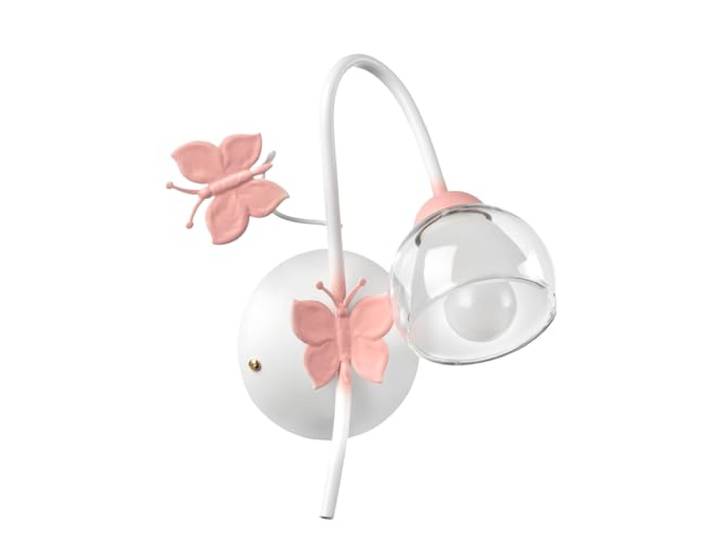 ONLI Applique à une lumière en métal papillons peints en blanc/rose