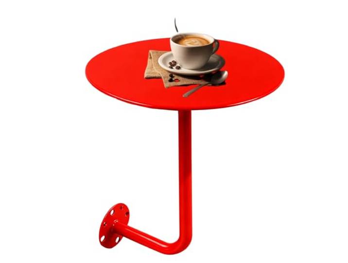 An der Wand montierter runder Bartisch, kleiner Cocktailtisch mit Eisensockel for Cafés, Bars und an der Wand befestigte Räume, moderner schwebender Getränketisch, Beistelltisch aus Metall(Red,35cm)