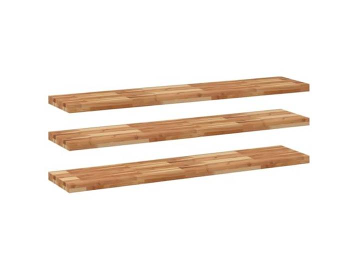 HGFDVCMR Schweberegale 3er Set 120x30x4 cm Akazie Massivholz Wandboard Vielseitige Echtholz Wandboards für Wohnzimmer, Küche und Schlafzimmer. Rustikale Eleganz mit natürlicher Holzmaserung.