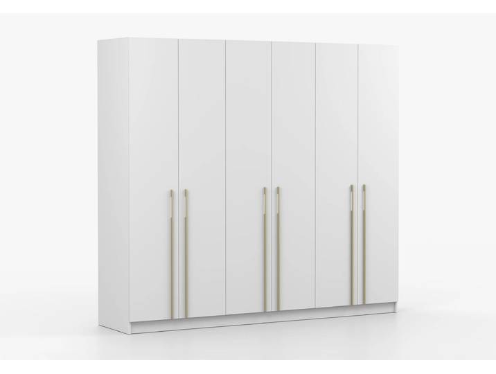 Drehtürenschrank ROSA 6D 230 cm Weiß Weiß Gold