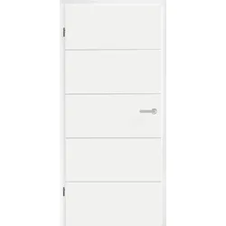 Hörmann DesignLine Holz-Türblatt - Stripe 15 mit 4 Linien - RAL 9016 Verkehrsweiß  - 860 x 1985 - DIN links - ohne Schlüssellochbohrung