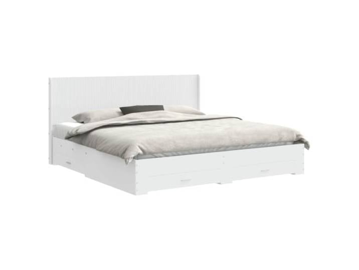 Bettgestell mit Stauraum und Kopfteil, aus technischem Holz, weiß Kompatible Matratze 180 x 200 cm, maximales Gewicht 140 kg für Schlafposition, nur für den Innenbereich geeignet
