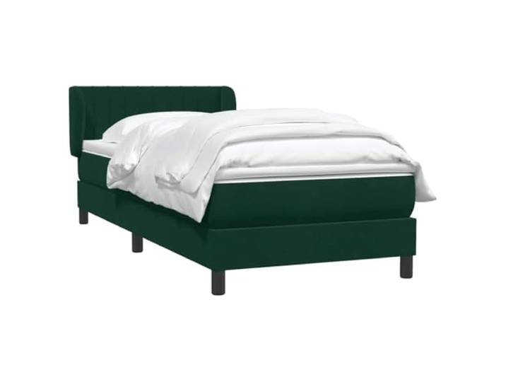 KTHLBRH Boxspringbett 80 x 220 cm mit Matratze Dunkelgrüner Samt, verstellbares Kopfteil, Lattenrost inklusive, atmungsaktiver Matratzenschoner