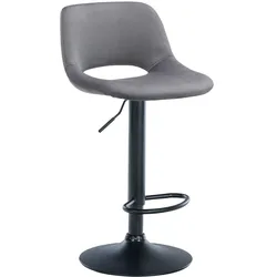 CLP Barhocker Camden Samt schwarz - Farbe: dunkelgrau, Gestellmaterial: Metall matt schwarz