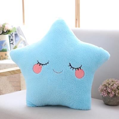 Lush Living Finds Soft Fluffy Star Cloud Moon Plush Pillow, Yellow Pink Blue Plushie Cushion, Shy Emotion Decoration blue Star