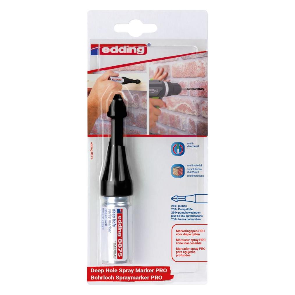 Edding ED066527 Markierungsspray Tiefloch E-8875 PRO Blister schwarz (1x) (POV-707064)