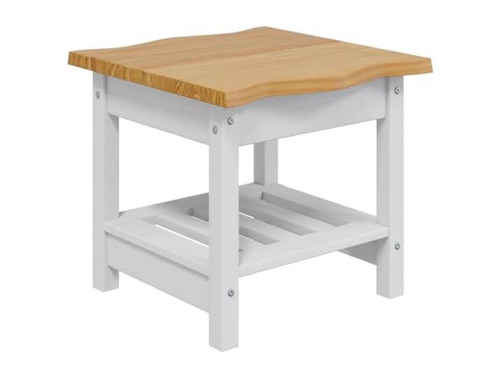 HQWNVXNM Beistelltisch EKAI Weiß 50x50x45,5 cm Kiefernholz Massiv Rustikaler Nachttisch fürs Schlafzimmer mit lebender Holzkante und lackierter Oberfläche für Deko und Getränke.