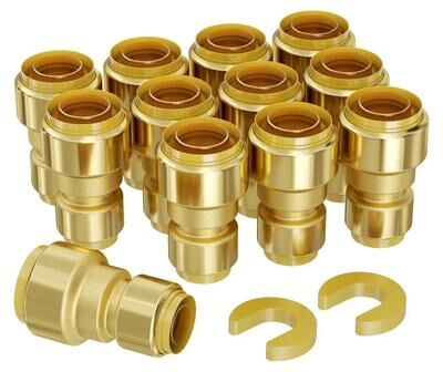 Tools, Home & Hobby Brass Push Fit Pipe Fittings 12PCS 1 2 3 4 Inch Plumbing Connectors Brass Push Fit Pipe Fittings 12PCS 1 2 3 4 Inch Plumbing Connectors