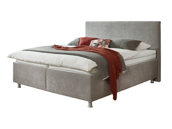 Boxbett 200 x 200 cm mit Bettkasten grau Microfaser - AVOLA