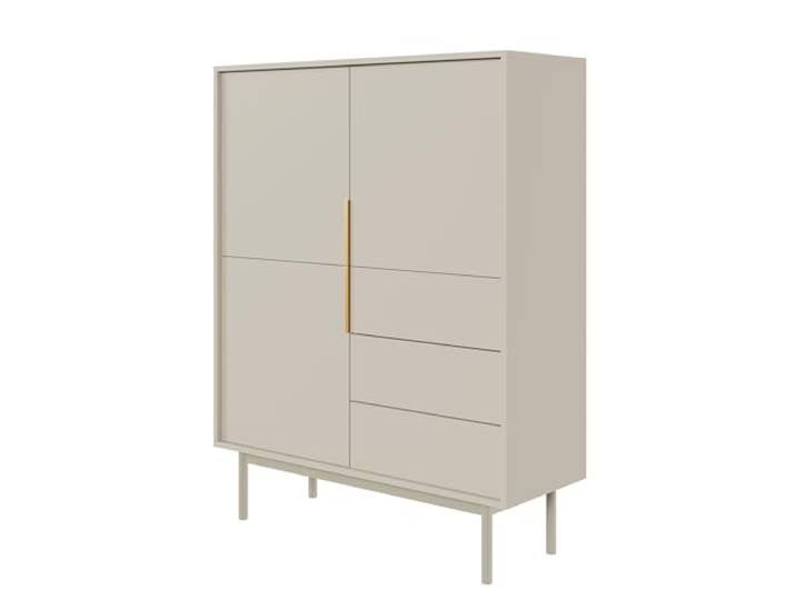 Selsey Kommode Aufbewahrungsschrank 3 Türen 3 Schubladen Schrank Schubladenschrank Hoch Push to Open Soft Close 104 cm Viviaro Graubeige