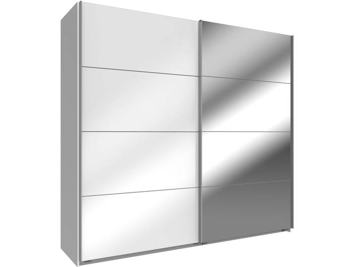 Schwebetürenschrank WIMEX Easy , weiß (weiß, weißglas, spiegel), B:225cm H:210cm T:65cm, Schränke, Schwebetürenschrank, mit Glas und Spiegel