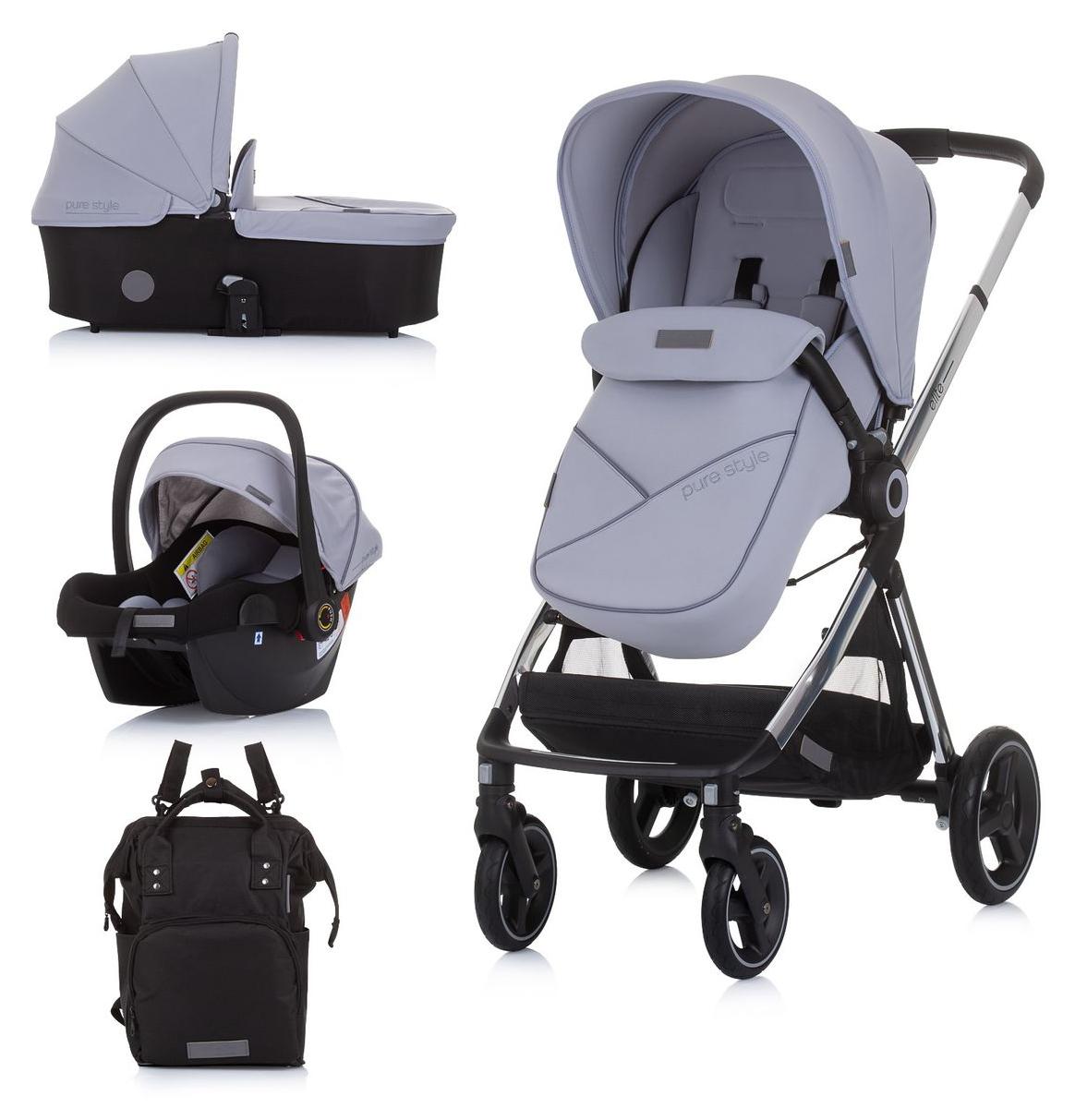 Chipolino Kinderwagen Elite 3 in 1 i-Size Babyschale Sportsitz Babywanne Tasche