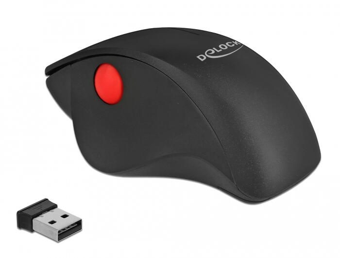 DeLOCK Ergonomic kabellose Maus - schwarz/rot 12598
