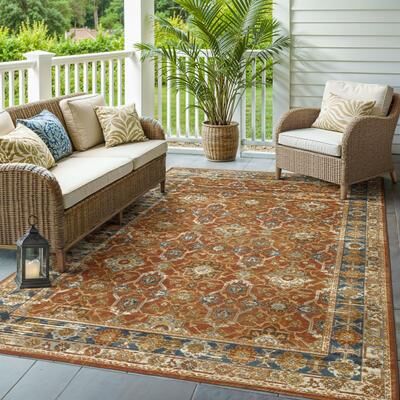 Style Haven Nova Distressed Oriental Rust/ Blue Area Rug.