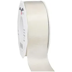 PRÄSENT Geschenkband mit Drahtkante beige, 4 cm