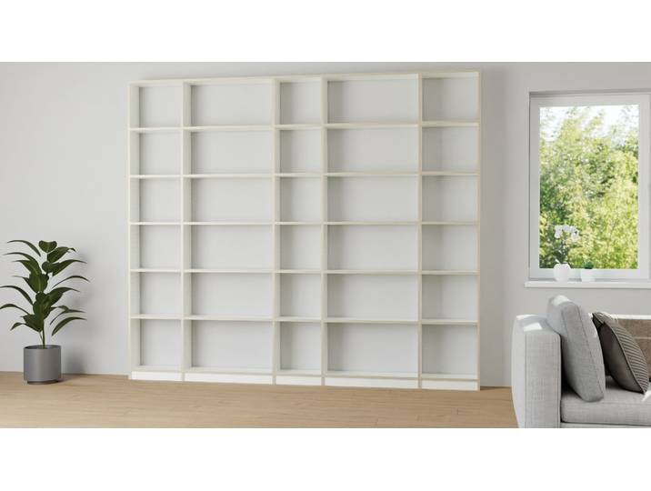 Große Bücherwand nach Maß Premium Dekore Weiß Multiplex Kante