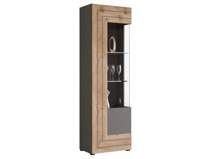 Newroom Vitrine Grau Glasvitrine Vitrinenschrank grifflos Wohnzimmer