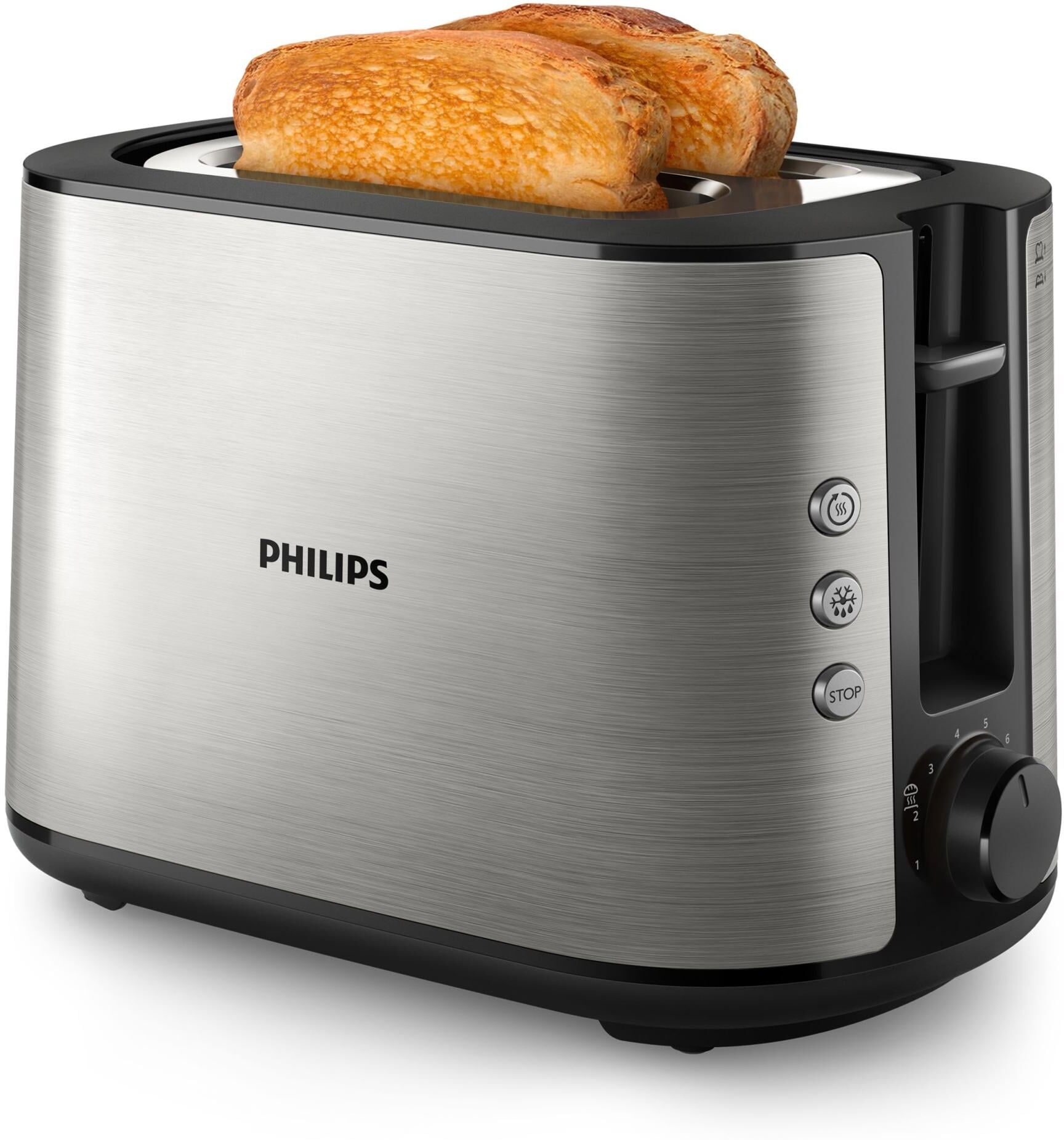 Philips Toaster "Viva Collection HD2650/91 Schwarz/Edelstahl", grau (schwarz, edelstahlfarben), Toaster, Toaster schwarz, edelstahlfarben Einheitsgröße