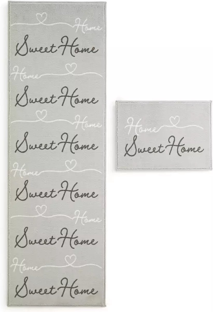 Argos Home Home Sweet Home Deurmat en Runner Set - Grijs