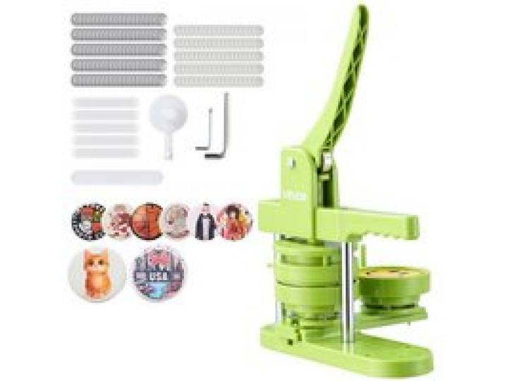 VEVOR Machine à Badge Bouton, 75 mm, Presse à Badges en Plastique avec 100 Kits de Badges, Cutter Circulaire, Clés Hexagonales, Poignée Ergonomique, pour DIY Personnalisation, Enfants et Adultes, Vert