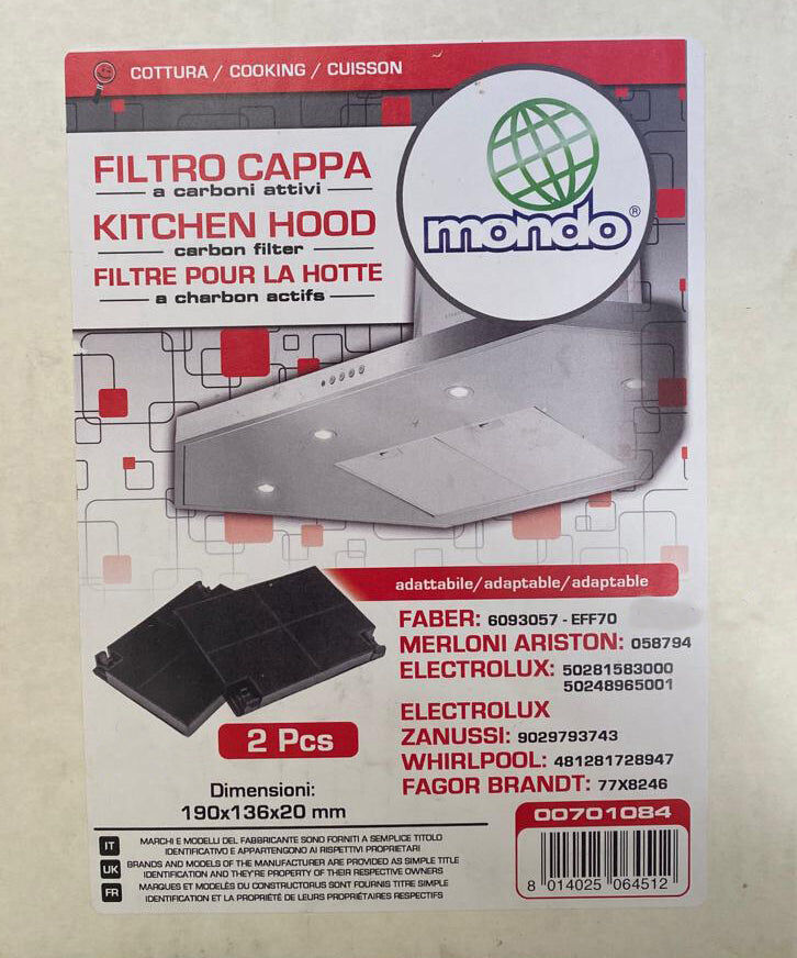 Ⓜ️🔵🔵🔵 Mondo Astelav 00701084 - Filtri a carbone attivo, compatibile universale, forma r