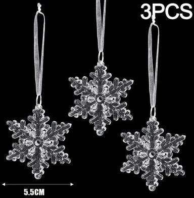 Inspire Essentials Clear Acrylic Snowflake Christmas Tree Ornaments 3