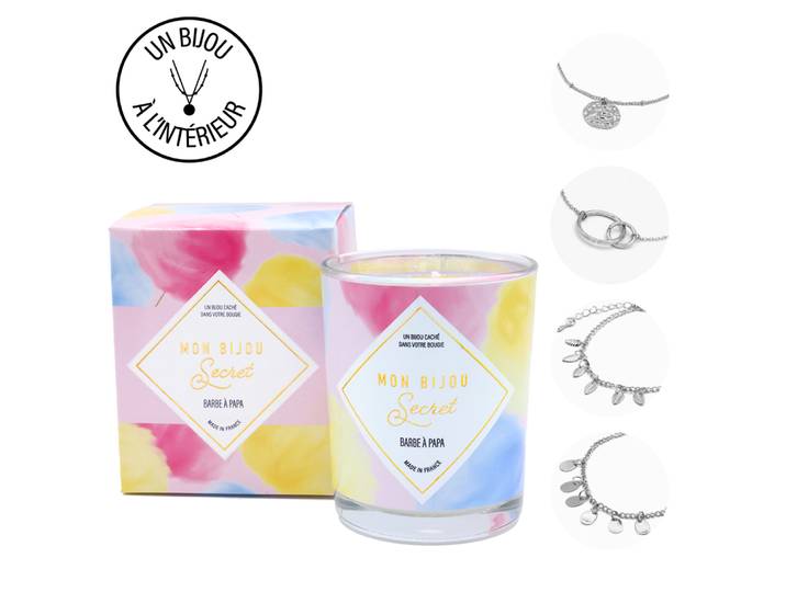 Bougie Bijou BARBE A PAPA Bracelet argenté