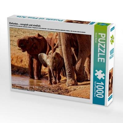 CALVENDO Puzzle Elefanten....verspielt und niedlich | 1000 Teile Lege-Größe 64x48cm Foto-Puzzle für glückliche Stunden