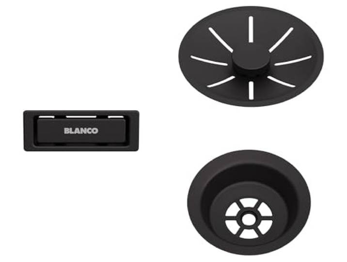 Blanco Ablauf- und Überlaufset für Einzelbecken, Schwarz Matt