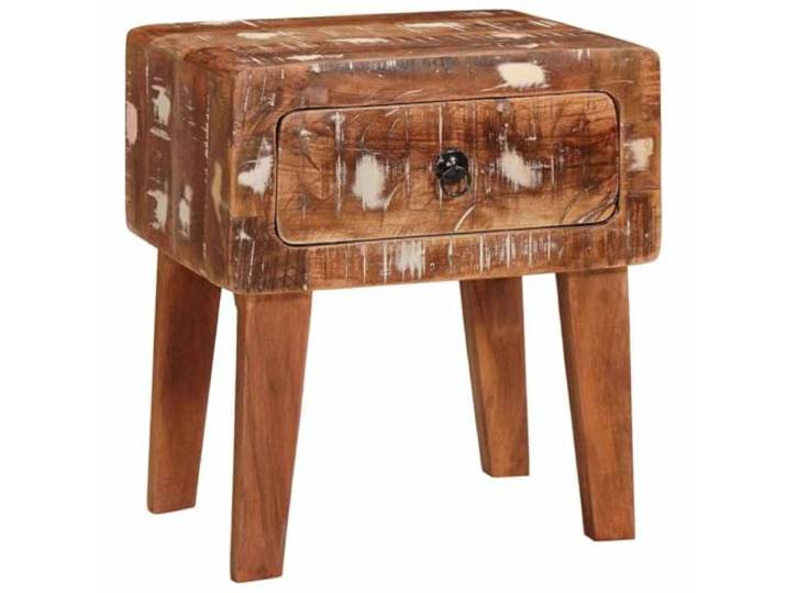KLGBNCVE Beistelltisch Braun 40 x 32 x 46 cm Massives Upgecyceltes Holz Rustikales Design, rechteckige Form, vielseitig nutzbar, platzsparend, einfache Pflege