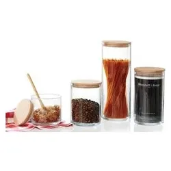 Ritzenhoff & Breker Vorratsglas "FAIA", rund, 1,0 l aus Glas, zylindrisch, Buchenholzdeckel mit Silikon, Vorratsbehälter, Transparent