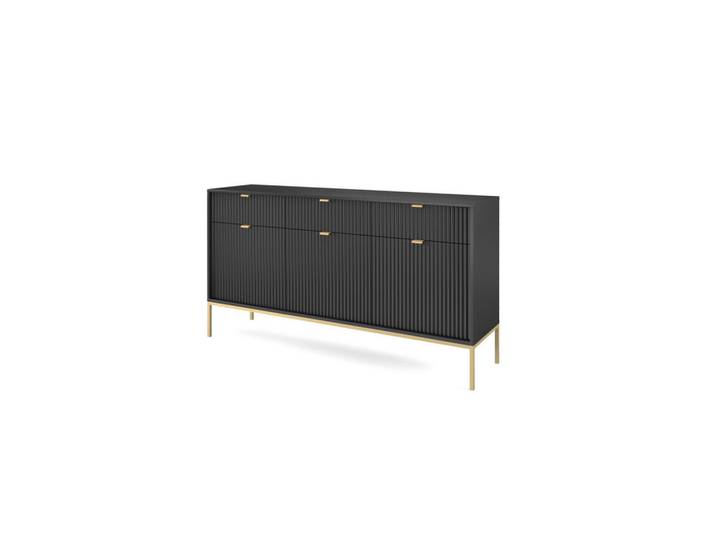 Ravio Kommode Kioto Ksz154 in Schwarz, Metall, 6 Fächer, 154x83x39 cm, Kleinmöbel, Kommoden, Kommoden