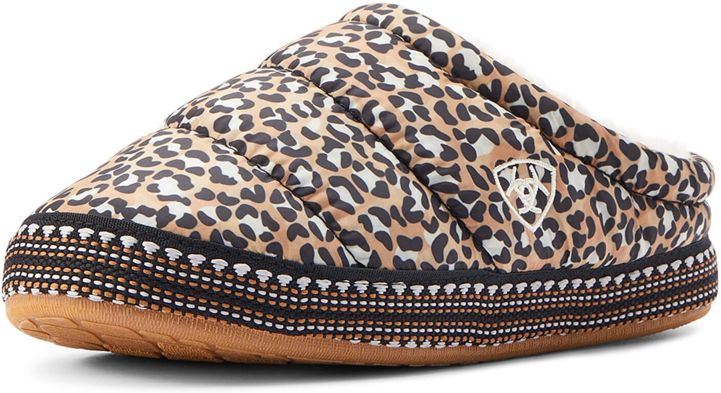 Women's Crius Clog Slipper Casual Shoes in Tan Leopard Print, Size: Small B / Medium by Ariat