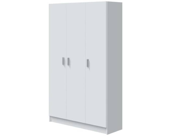 Mehrzweck-Kleiderschrank mit drei Flügeltüren und drei verstellbaren Einlegeböden, Farbe Weiß, Maße 109 x 37 x 180 cm