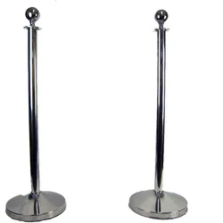 Airbrush-City 2x Absperrpfosten Silber D320mm - D51x1000mm Absperrständer mit Kugel Abgrenzungsständer