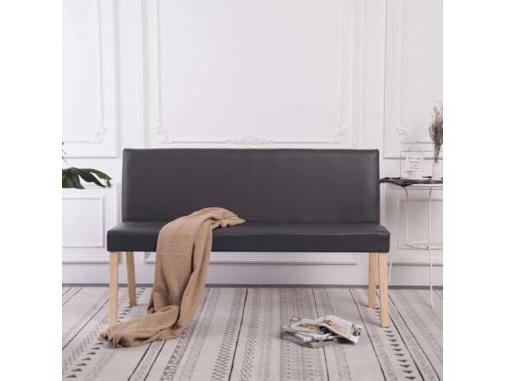 VIHHQGC Sitzbank 139,5 cm Grau Kunstleder mit Kiefernholzrahmen Massives Kiefernholz, dicke Schaumstoffpolsterung, pflegeleichtes Kunstleder, einfache Montage, klassisches Design