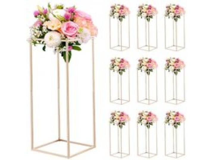 VEVOR Hochzeitsblumenständer 250x250x600 mm, 10 Stk. Blumenhocker mit verdeckter Schraube, rechteckiger Pflanzenständer für Hochzeiten, Partys, Geburtstage, Zuhause, Tischdekorationsständer, Roségold