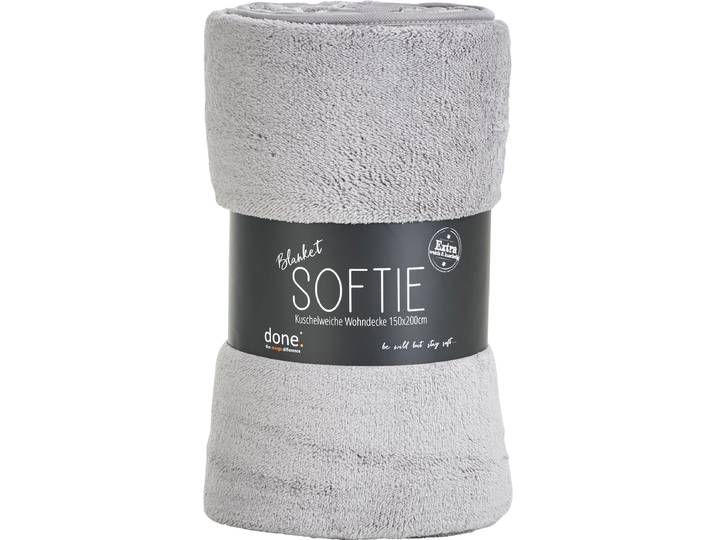 Wohndecke DONE. Softie , grau (stone), B:150cm L:200cm, Polyester, Wohndecken, Wohndecke, Extra weiche Wohndecke aus softigem Teddy-Stoff, Kuscheldecke